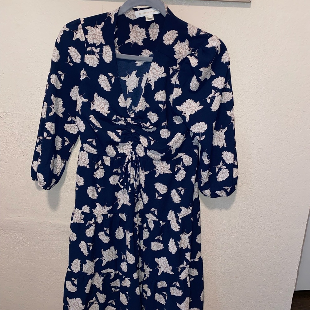 Monteau Blue and White Floral Dress